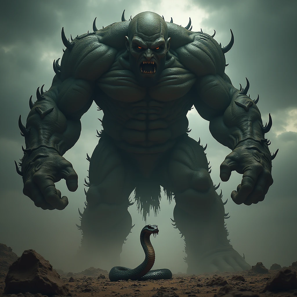Monstro, gigante, raiva, rage, clima de tempestade, raios, ruins, 8K