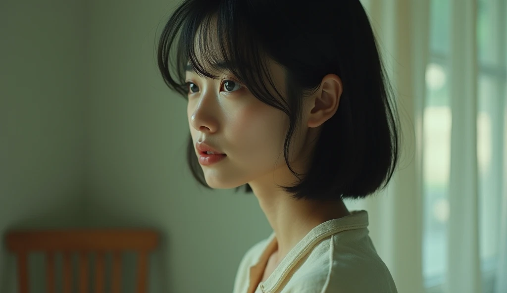 High resolution, masterpiece, Ruka Sarashina, short hair, Black Hair, (alone), One girl, cute, interior, Fine grain, (Iris)