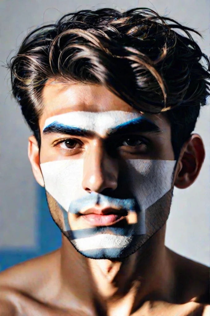 A man with a rugged, blue complexion