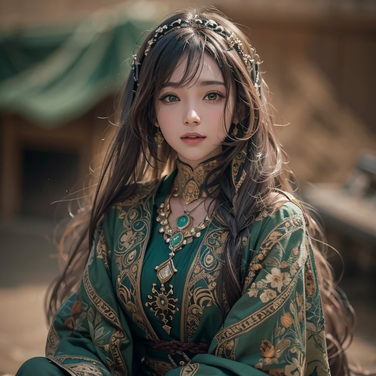 (RAW photo, best quality), (realistic, photo-realistic:1.3),best quality,highly detailed,masterpiece,ultra-detailed,illustration,1girl,upper_body,dynamic angle,world masterpiece theater,messy_long_hair,best quality,extremely detailed CG unity 8k wallpaper,ink,Amazing,cinematic lighting,lens_flare,,dunhuang_style