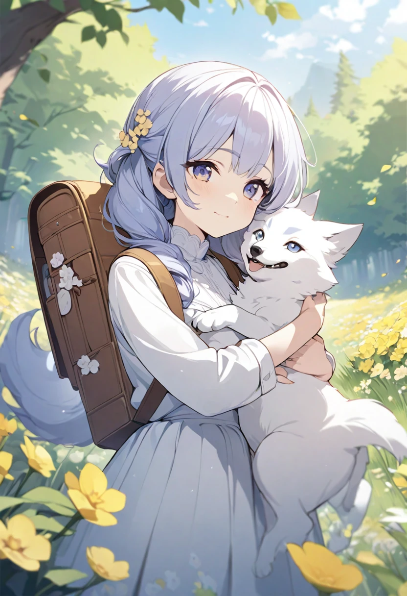 official style, {{Suzushima Arisu,Flat Chest, long hair, blue eyes, double bun, purple bow, Blue Hair, Twin tails, Hair between the eyes, hair bow, eyebrows visible through hair,}}, {{ongeki}}, very aesthetic, best quality, intricate, overall detail, symmetry, bestiality, dog mating with girl, doggystyle sex, cum in pussy,1 dog and 1 girl, dog standing behind girl, 1 dog, clear face, golden retriever, open mouth, leaning forward, spread limbs, licking her head, rape, nsfw, 1 girl, completely nude, {{head down bottom up, on all fours}}, spread legs, vulgarity, {{tearful}}, outdoor, pasture land, facing the front, straight-on, couple focus, close-up, perfect anatomy, intricate, (highly detailed),