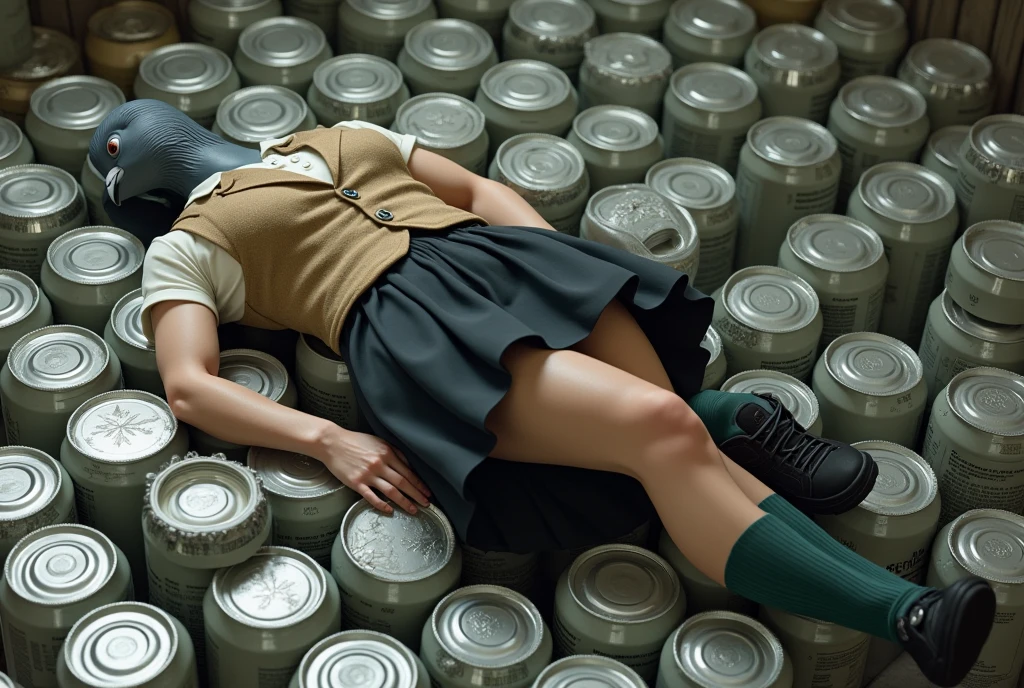 ((Highest quality)), ((masterpiece)), (Genuine), Full Body Shot,Japanese man sleeping on his back on a pile of garbage,beautiful,26 years old,Large Breasts,slim,Shiny straight hair,(((light blue sleeveless knit))),(((Black patent leather short skirt))),((((Dark brown stockings)))),((White patent leather boots)),Clothed sex,Climax state,close your eyes,(((He lies on top of a lot of rubbish:1.6))),(A lot of semen flows out of the mouth:1.6),(((Spread your legs, raise your knees, and lie flat on your back))),(A large amount of flows from the groin area.:1.5),((Torn Stockings)),((Semen-soaked clothes:1.5)),(((Tattered and torn knitwear:1.8))),dark, Deserted Alley,(There is a lot of rubbish scattered on the ground:1.6)