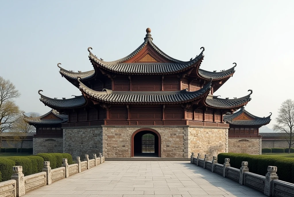 nighttime scene,Dark tones,Big perspective,look up to,Large wide angle,The architectural details are clearly textured,The perspective is correct,Ancient Chinese architecture, Chinese style buildings, ancien chinese tower, Chinese architecture, Tang Dynasty Palace, , cyberpunk chinese ancient castle, monumental giant palace, Ancient buildings,