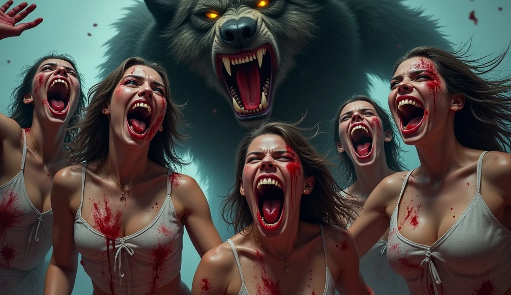 Crazy horny woman smoking crazy eating rotten meat with fluflu monsters
