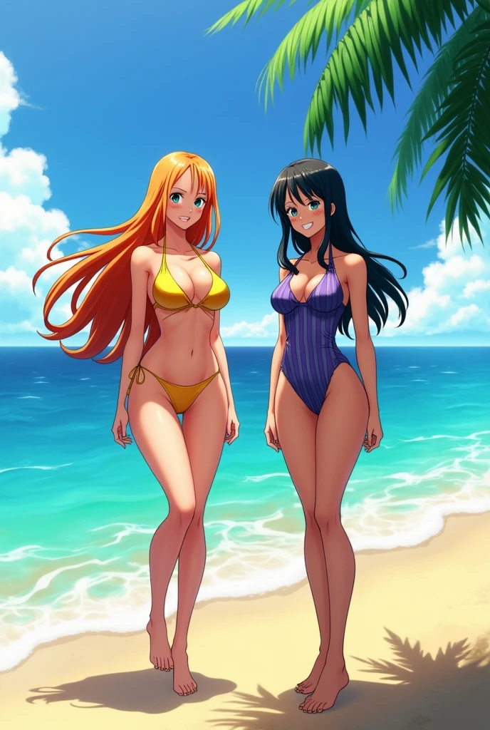 Nami dans one piece dans une tenue de wano kuni avec une pose sexy