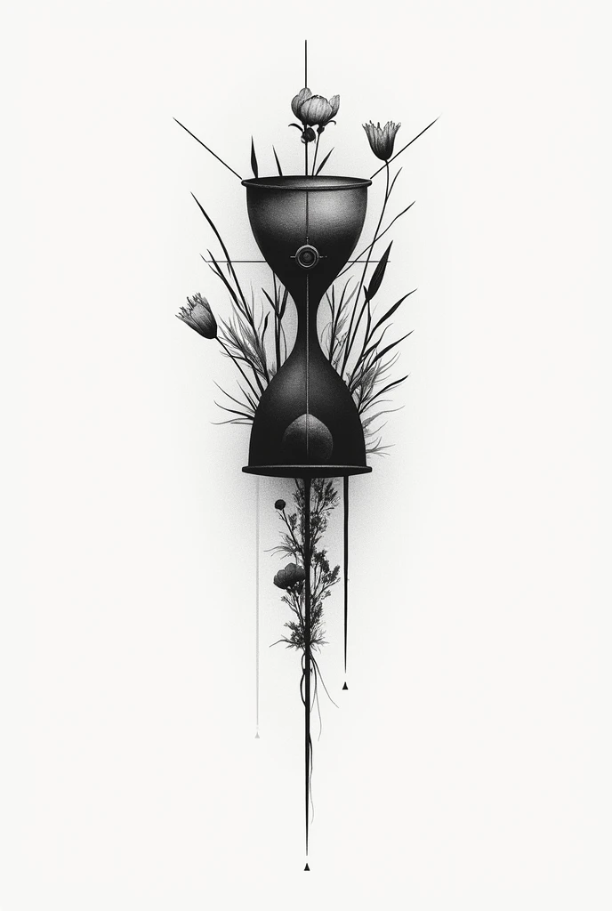 Hourglass with skull at bottom and phoenix bird at the top breaking the hourglass