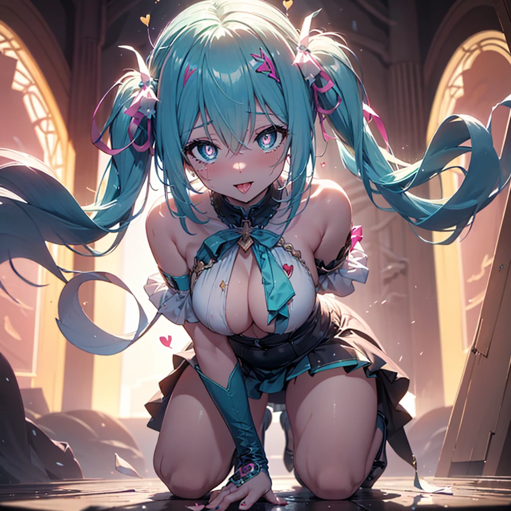 (masterpiece),(Highest quality),(Super detailed),(Best illustrations),(Best Shadow),(Absurd),(Detailed Background),(so beautiful), 16K, 4K, (so beautiful)Hatsune Miku, One person, alone, ((, , )), long hair, , BREAK (heart-shaped pupils:1.4), , spoken heart, , , sexual gesture, oral invitation:1.4, BREAK 巨乳, , , , , , , , , , , Perfect figure, , BDSM, Beautiful nipples, pussy, , Arched back, tongue out, , , orgasm, afterglow, erotic smile, , , Squat, , Sexy posture, , (Breast fetish), , , water eyes, tears, brainwashing, Hypnosis, , , saliva trail, , shiny skin, , , , ahegao, BREAK, , Dramatic lighting, , , , , Light, , Torrent of Light, mysteriousな光, , , , , , , , doom day, , night ruin, stained glass, pink dildo, mysterious, , female masturbation, , Sex slave