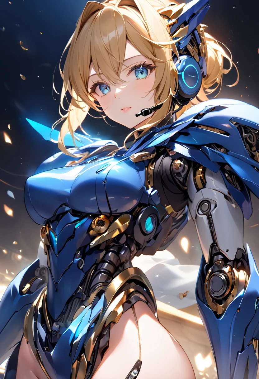 Female combat robot、Metal body that shines like a mirror、Artoria Pendragon、Luminous skin、Mechanical joints、Machine Eyes、headset、Anatomically correct machine