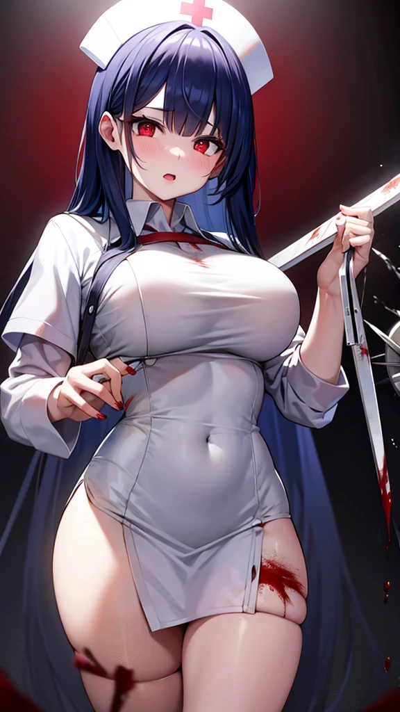 ((NSFW)) anime style beautiful woman, Best Quality, perfect anatomia, ultra-detailliert, 1girl in, Solo, large breasts,((nude))((sword,painful face))