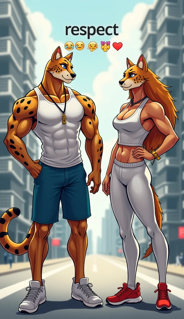 [a lion and a lioness], [Uploaded to e621.net; (raaz), (vksuika), (riska), (dr nowak)], ((masterpiece)), ((HD)), ((anthro)), ((detailed fur)), ((detailed shading)), ((beautiful render art))], 
BREAK 
[{furry male lion; yellow fur, (neck tuft), (red mane), (abs), (black briefs), (big bulge), (topless), (hands on hips)}], 
BREAK 
[{furry female lioness; yellow fur, (hands on hips), (blush), (wide hips), (big breasts), (black bikini), (seductive eyes), (nipple outline), (pussy outline), (big butt), (bald)}], 
BREAK 
[{(sexy pose), (duo), (male/female), ((front view)}], [background; (forest)]