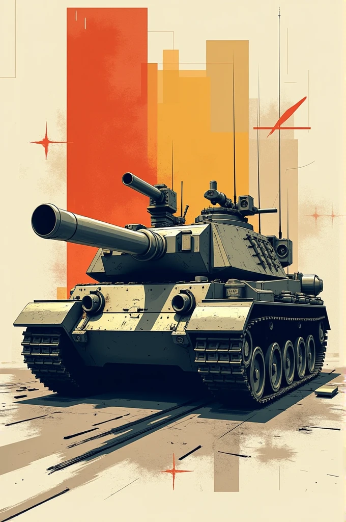 a sticker,1 tank,Geometric pattern background,
