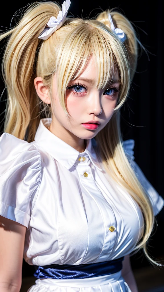 1girl, taunade, yellow hair, long hair, yellow eyes, gray clothes, , jungle background, realistic, ultra detail