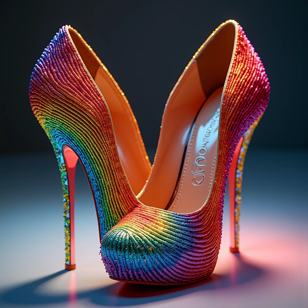 （0912）多彩渐变恨天高 colorful gradient highheel