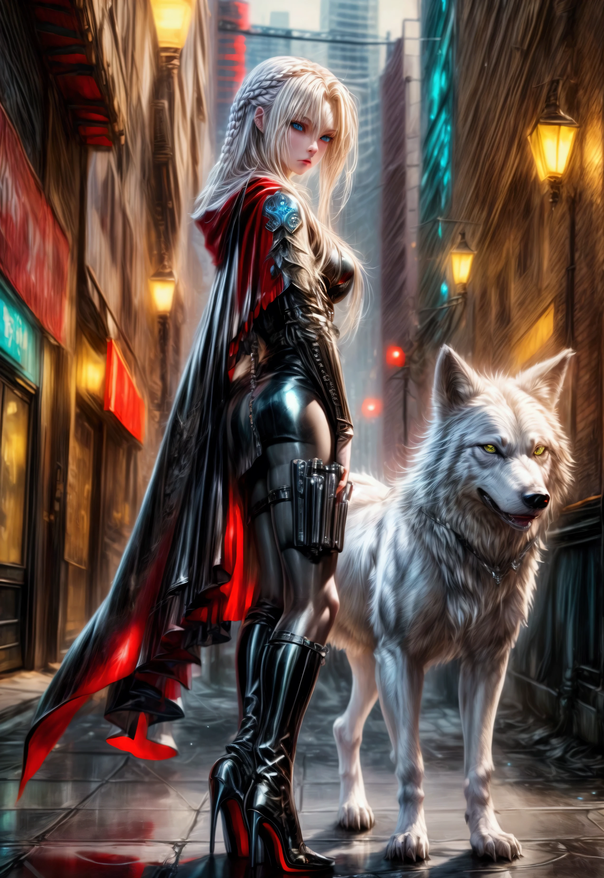 masterpiece,best quality, masterpiece, high detail,detailed face,detailed eyes,rendered eyes,perfect eyes,hip lines,crisp image,detailed,amazing,8k,8k wallpaper,8k background,high detailed skin,high res, (((cowboy shot))), solo, 1girl,looking at viewer,WillowSchnee, . Her attire consists of a white cravat secured by a silver brooch set with a red stone, as well as a light purple jacket with light sleeves, a wide belt around her waist, a matching pencil skirt with black tights and slippers. serious expression, outside stately mansion, snow, ice sculpture at center of hedge maze, holding wine glass, night, stars, servants and security detail standing by, (volumetric lighting), sharp focus, hyper detailed