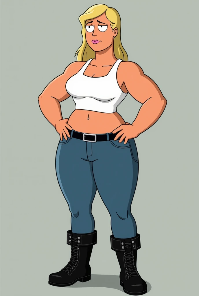 a drawing of a muscular blonde woman with tattoos and a white top, orange glasses, full body portrait of a short!, female full body, full body illustration, detailed full body portrait, full body picture, detailed full body, fullbody portrait, full body female, highly detailed full body, full body details, full body concept, d & d style full body portrait, detailed full body concept