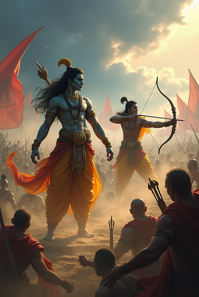 genarat the lord Krishna attacking bhisma pitama with Arrow