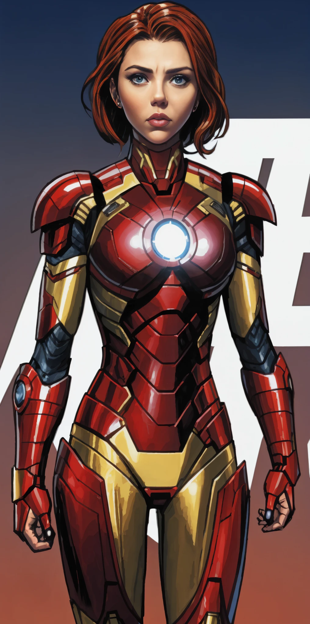 Scarlett Johansson in Iron Man armor: Mark XLIX Rescue Armor, Detailed costume design