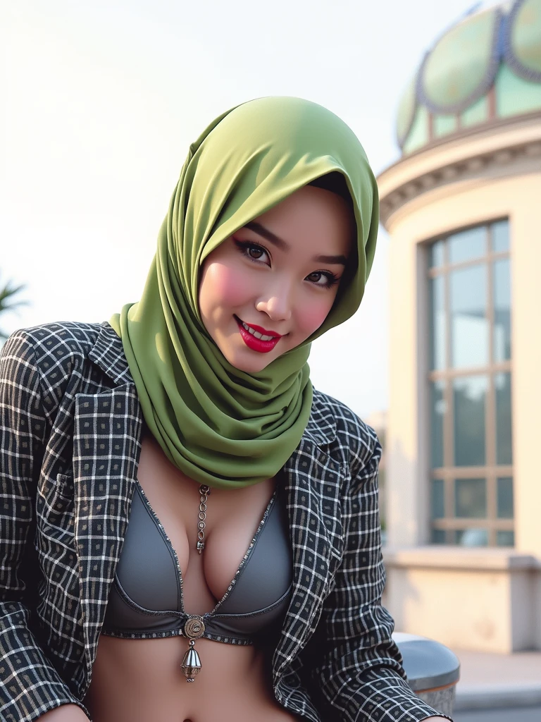 ((WEARING LINGERIE BRA)), Spectacles, Coats, Shiny Breasts, ((Hijab)), ((62 years old)), "Plumpers", ("white Hijab Floral pattern Naked"), "G-String & Thong", "Oki Setiana Dewi", ("Rainbow Hijab Floral pattern Naked"), Chubby Wearing Lace Bra & Short Hairy Pussy, "Facial expression in Happy Smile", "Rainbow", "Red Lips", "Bokeh", "Very Happy facial reaction", (Heavy Huge Breasts Tits), Background of beach bali, fat chubby, ((HEAVY NIPPLES)),