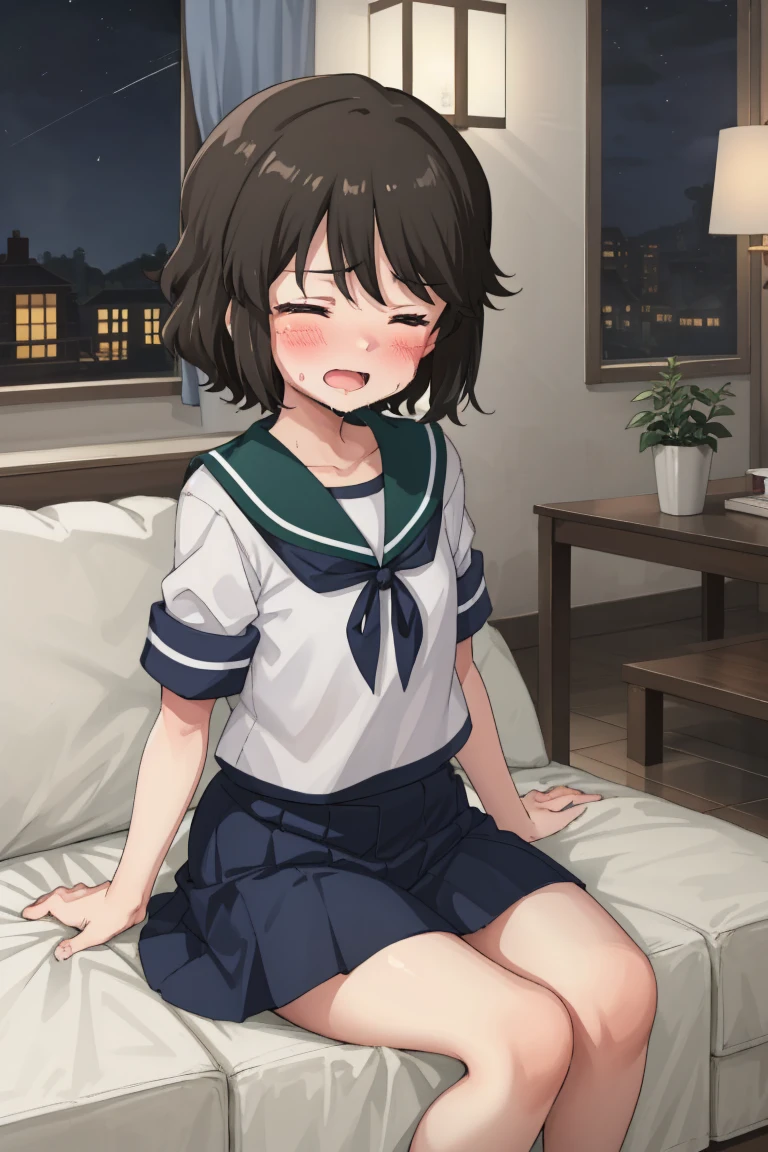 Portrait, official art, best masterpiece, best quality, best resolution, 8K, best detailed, perfect anatomy
BREAK
1small girl, miyukiKC, short hair, dark brown hair, skirt, school uniform, pleated skirt, serafuku, blue skirt, blue sailor collar, (small breasts, child_like build, short stature:1.2)
BREAK
score_9, score_8_up, score_7_up, score_6_up, source_anime, (nsfw, 1small girl, reverse upright straddle, legs together, hetero:1.2), sex from behind, (1boy, trembling:1.5)
BREAK
(blush:1.2), (half closed your eyes), (open your mouth, female orgasm)
BREAK
luxurious mansion, living room, (night, midnight, darkness:1.3), very fine and detailed 16KCG wallpapers