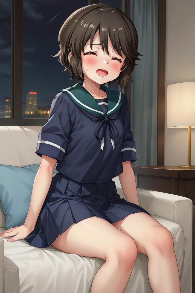 Portrait, official art, best masterpiece, best quality, best resolution, 8K, best detailed, perfect anatomy
BREAK
1small girl, miyukiKC, short hair, dark brown hair, skirt, school uniform, pleated skirt, serafuku, blue skirt, blue sailor collar, (small breasts, child_like build, short stature:1.2)
BREAK
score_9, score_8_up, score_7_up, score_6_up, source_anime, (nsfw, 1small girl, reverse upright straddle, legs together, hetero:1.2), sex from behind, (1boy, trembling:1.5)
BREAK
(blush:1.2), (half closed your eyes), (open your mouth, female orgasm)
BREAK
luxurious mansion, living room, (night, midnight, darkness:1.3), very fine and detailed 16KCG wallpapers