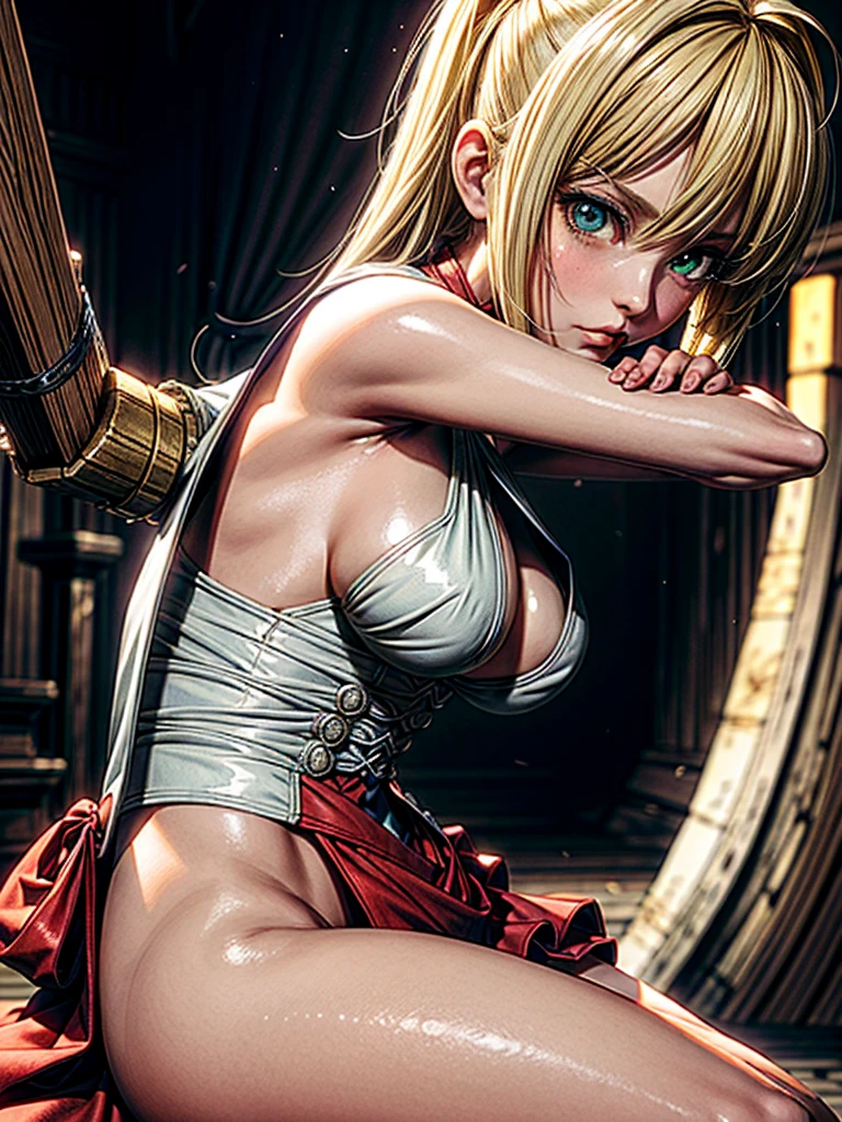 nero claudius (fate), ahoge hair intakes, (blonde hair:1.4), long hair, (green eyes), (medium breasts:1.2), thicc thighs, curvy hips, nipples, sidenips, nipple slip,
BREAK, swimsuit,
BREAK looking at viewer, (sweaty:1.3), side view,
BREAK (masterpiece:1.2), best quality, high resolution, unity 8k wallpaper, (illustration:0.8), (beautiful detailed eyes:1.6), extremely detailed face, perfect lighting, extremely detailed CG, (perfect anatomy),1 , 