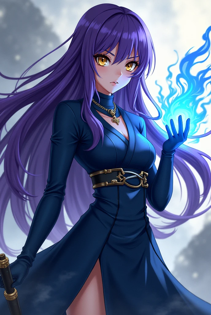 mage woman, astral circle, perfect purple hair, perfect aquamarin eyes, fighting stance, astral background, lots of stars, dark tones, epic line art, anime, artwork, masterpiece