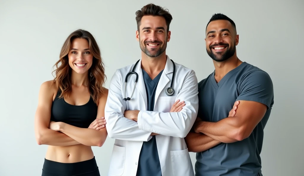 Five naked men being examined by a doctor.