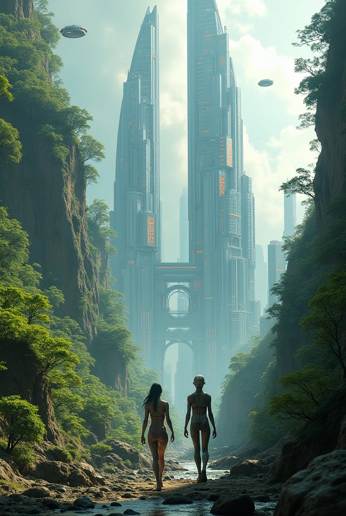 Show me the world of the future in 1,000,000 years, with its inhabitants and close-ups of their primary energy sources.