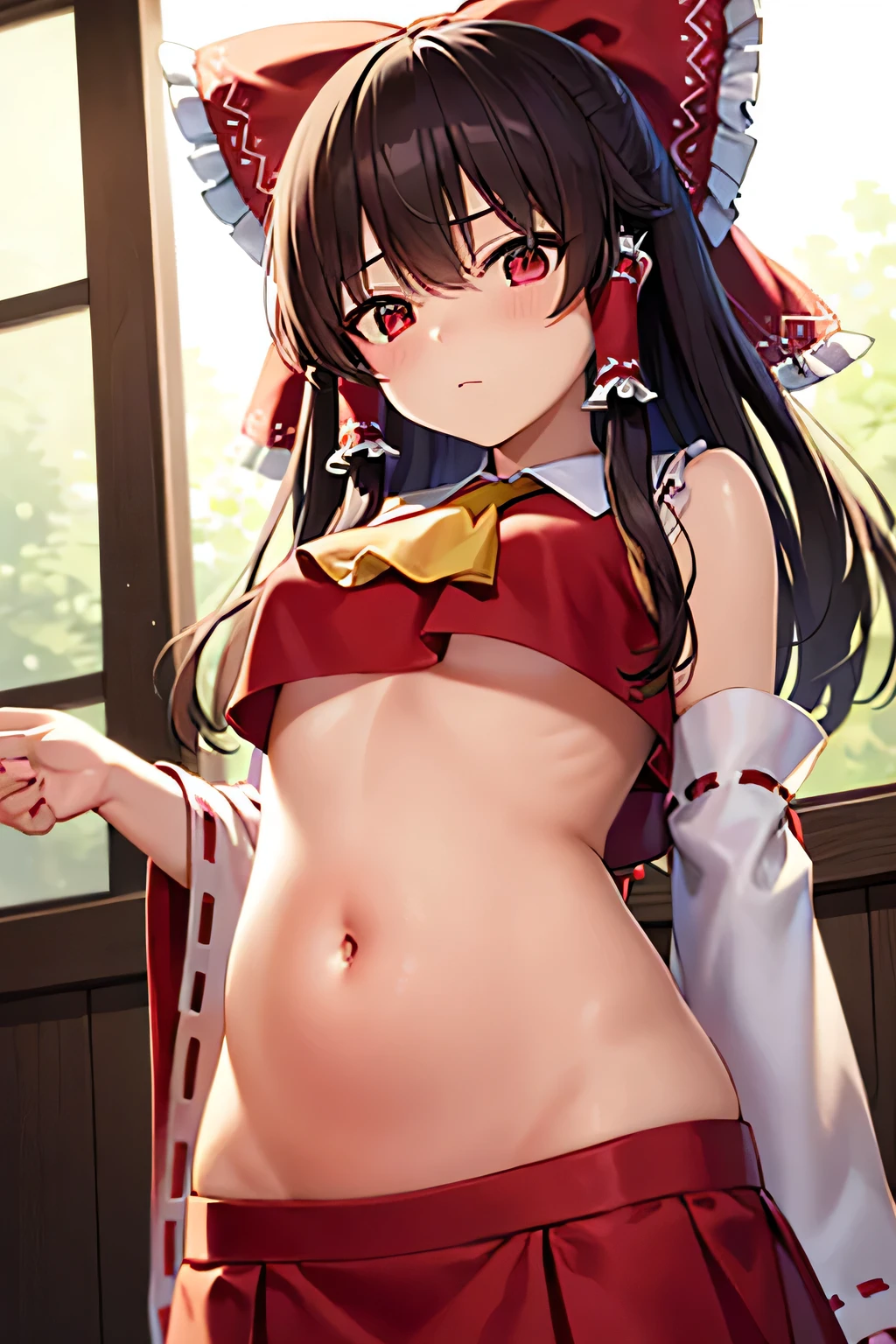 1girl. Japanese petit. Smile. (masterpiece). (best quality). (insanely detailed). . nsfw. Slit Pussose up Mons pubis. Flat chest. Upright standing posture. from below.