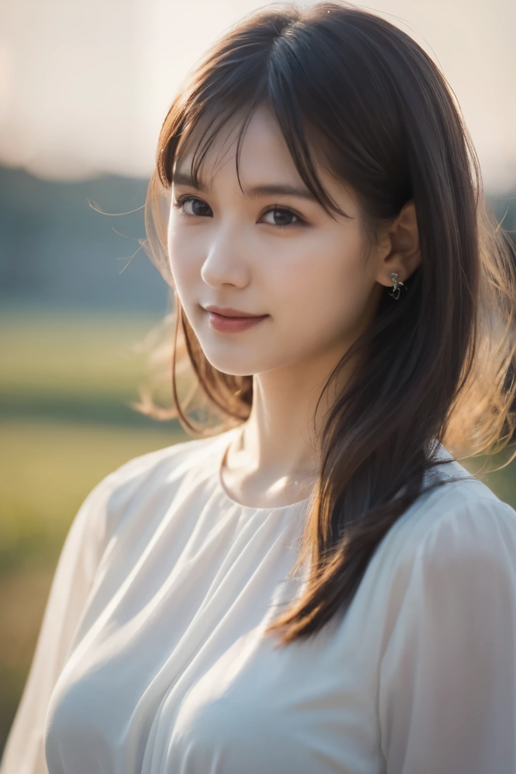 One Girl, (White blouse:1.2), (Beautiful Japanese idol portrait photos),
(Simple background in light colors:1.3),
(RAW Photos, Highest quality), (Realistic, photo-Realistic:1.4), masterpiece, 8K Portrait,
Very delicate and beautiful, Very detailed, 2k wallpaper, wonderful, In detail, Very detailed CG unity 8k wallpaper, 
Very detailed, High resolution, 
Soft Light, Beautiful detailed woman, Very detailed eyes and face, Beautiful and sophisticated nose, Beautiful attention to detail,
Cinema Lighting, Perfect Anatomy, 
Slender body, Small breasts, Medium Hair, Hair blowing in the wind, Bokeh, Dynamic angle, (Elegant and sophisticated atmosphere), (smile:0.8)