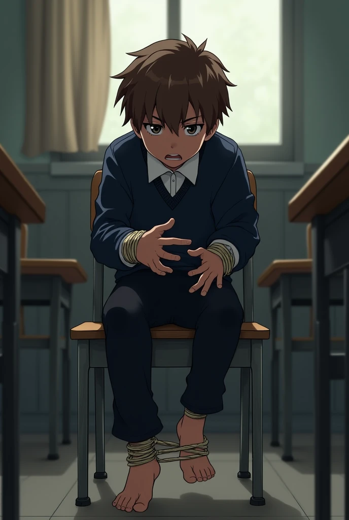 score_9, score_8_wonderful, score_7_wonderful, sauce_anime,sugino,Male Focus,1 male,No pants,Auction,On all fours,Place your hands on the floor,penis,Urine drinking,Leash color,View your audience,Squat,humiliation,Obedience,Blue tie,blazer,cage