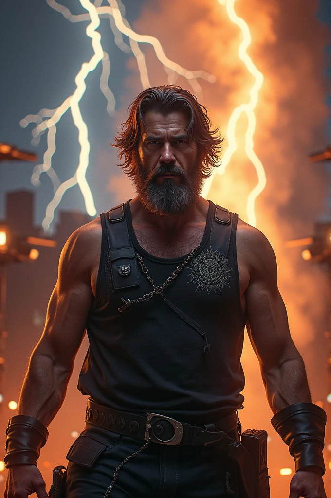 hairy man getting electrocuted