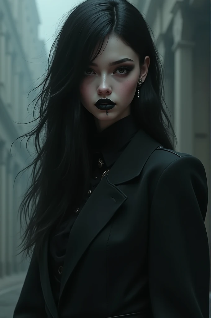 Woman with black clothes and cat features