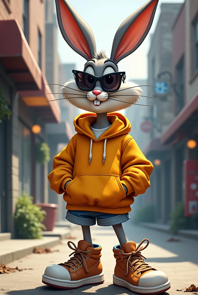 Bad bunny animal drawing with hood and black jacket without shirt