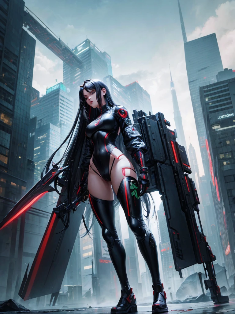 NSFW poster,dramatic scene,Cinematic scene,Takashi Murakami,Pop Culture Art,Manga,Female Nsfw Cyborg,sniper,erotic Posing,fantrome,,kawaii,Stylish,,busty, Pubic hair,Glamour,pop of color,Psychedelic Costume,Dynamic Angle,Cinematic scene,Armored,Cyberpunk dystopian girl,Fantastic dystopia,Dystopian landscape,bladerunner,Ghost in the Shell,Photorealistic,Psychedelic and colorful tones,Posing,armaを構えて,guns,arma,masutepiece,ultimate detailed,8K,Detailed background