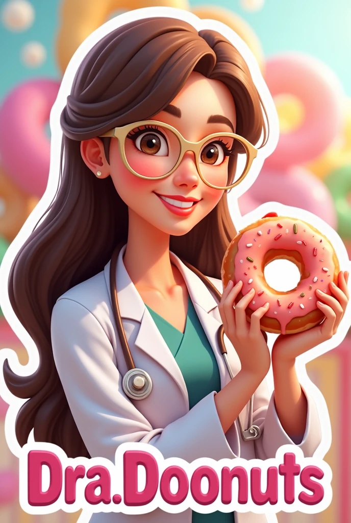 ((sfw)), Professional upper body Modelshoot Style 8k portrait of [highlighted:brunette:0.1] Conservative [Belle Delphine|Natalia Dyer], lab coat, satin blouse, (gigantic saggy breasts:1.0), (rainbow lollipops, whimsical theme, bimbo giggle virus:1.3), (lust corruption:1.3),  University Science Lab,  lab equipment along the colorful walls, shiny surfaces in the room, soft pink hue, (looking at viewer), happy, plump, bbw
