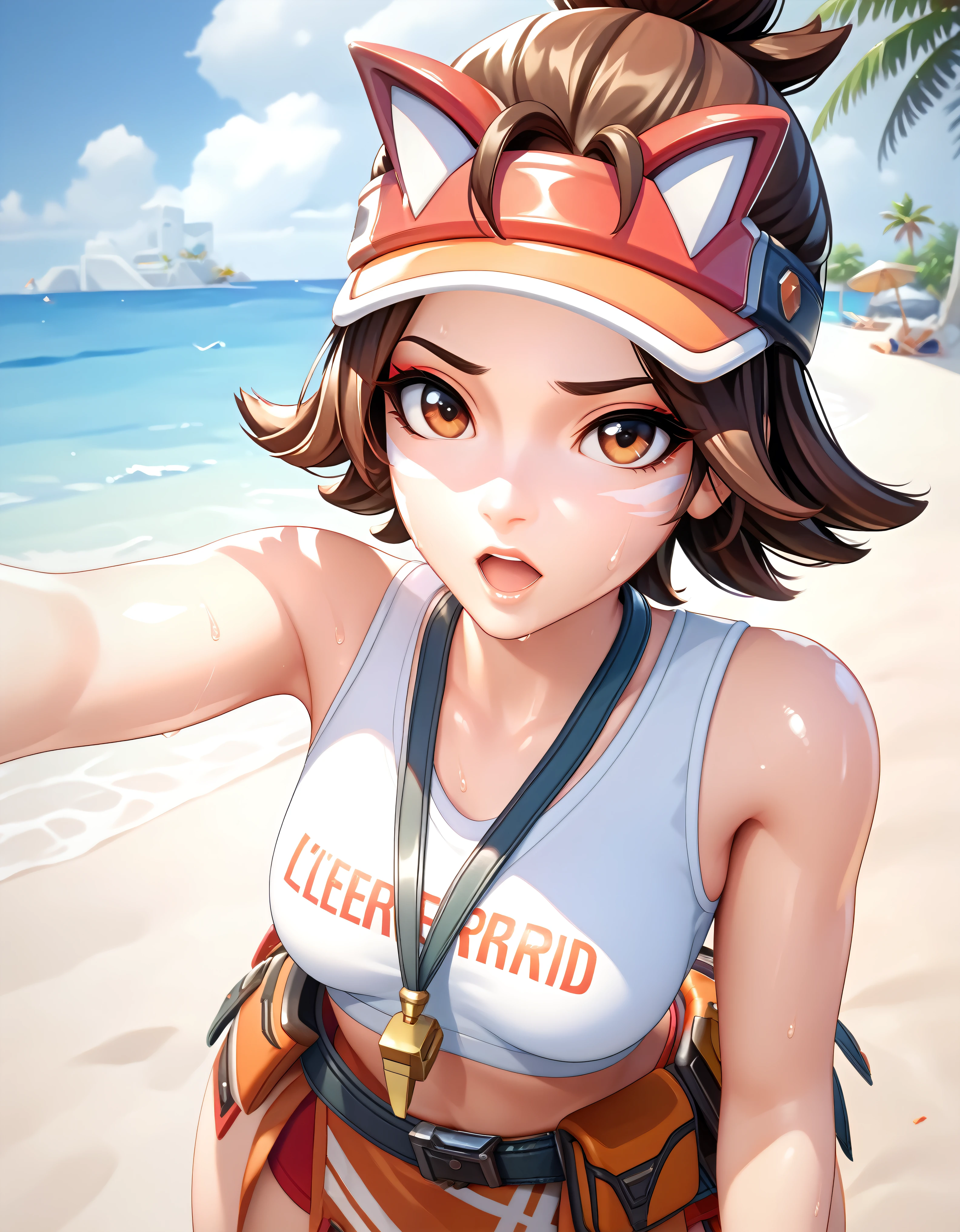 score_9, score_8_up, score_7_up,
source_anime,
1girl,Kirilife,brown hair,
open mouth,  beach,,
sweating,shiny skin, solo,
 looking at viewer,