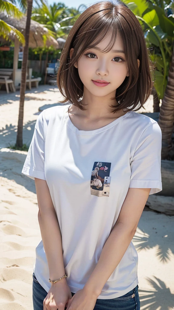 munechira、Down blouse、(((Realistic skin types)))、(Leaning forward:1.3)、(Oversized T-shirt、Loose Fit T-Shirt、Low-cut T-shirt:1.2)、(Highest quality、8k、32K、masterpiece)、(Detailed bra)、Japanese、28 years old、Very cute girl、beautiful girl、Squat、Bright smile、living room、Bright room、Blurred Background、Shortcuts、Upper body close-up、Shooting from the sky