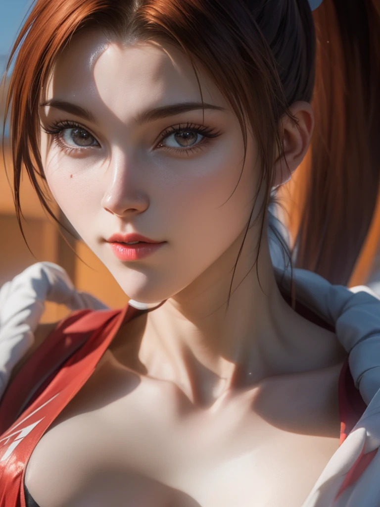 30 year old woman, alone, alone, athletic, long brown hair with a ponytail, holds large fans in her perfect and beautiful hands, wears red ninja clothes, sensual look, ninja pose when attacking, looking at the viewer , cinematic, ultra sharp focus, award winning photography, perfect contrast, high sharpness, depth of field, ultra detailed photography, global illumination, fluid, ultra high definition, 8k, Unreal Engine 5, ultra sharp focus, photography award-winning, art season trends,
