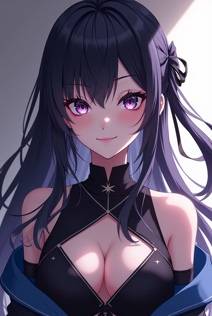 1 girl, Jinx \(League of Legends\) long hair, ssmile, black hair, choker, black eyes, sensitive masterpiece, the newest, absurderes,very aesthetic,best qualityer, redgown, she will be on Ticci Toby's side