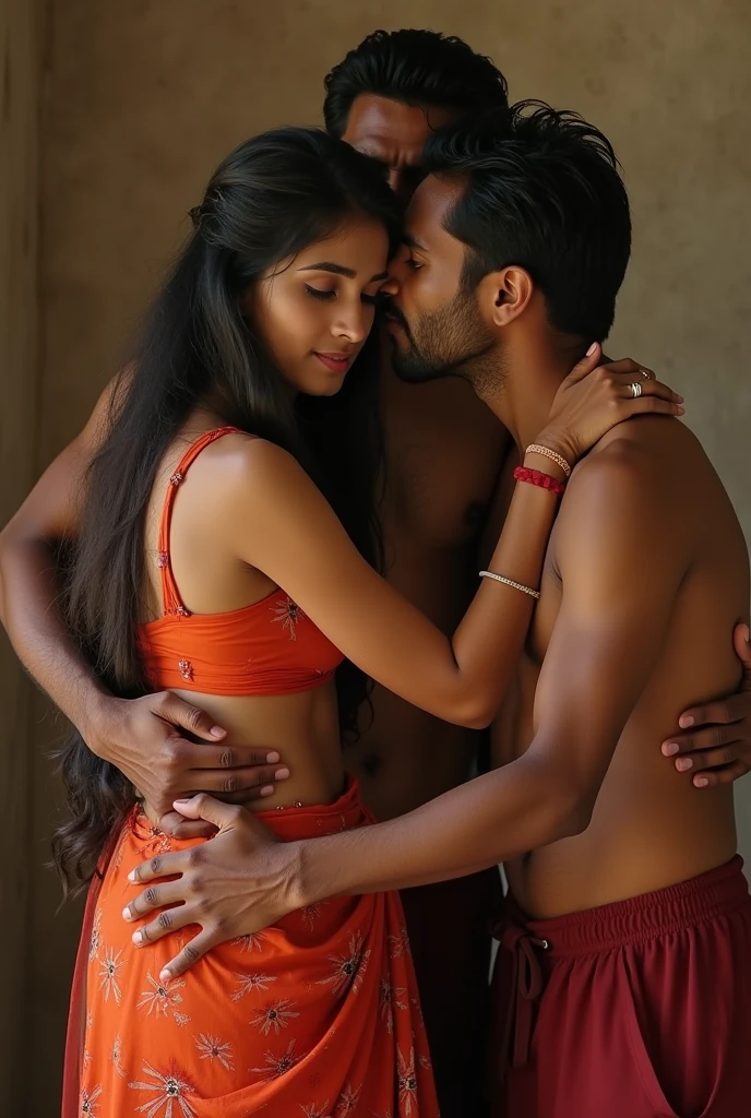 Two indian teen guys having romance