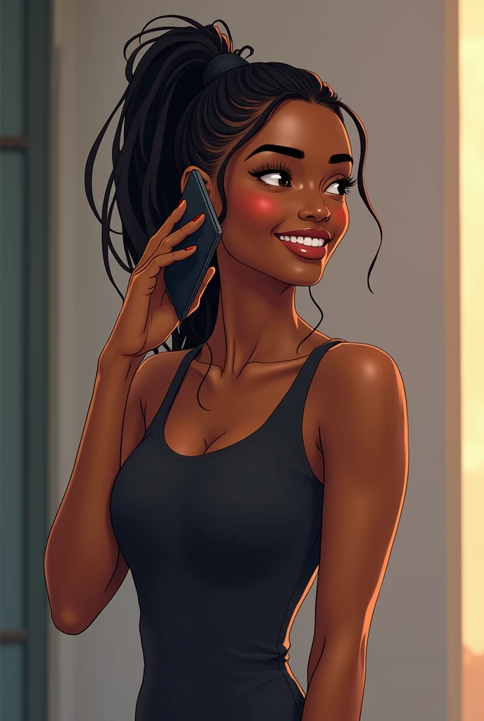 ((details));(highest quality); ((black power hair)); black girl with formal work clothes; Office worker ((devian art)); smiling; (best digital art);(more realistic); ((HQ filters))