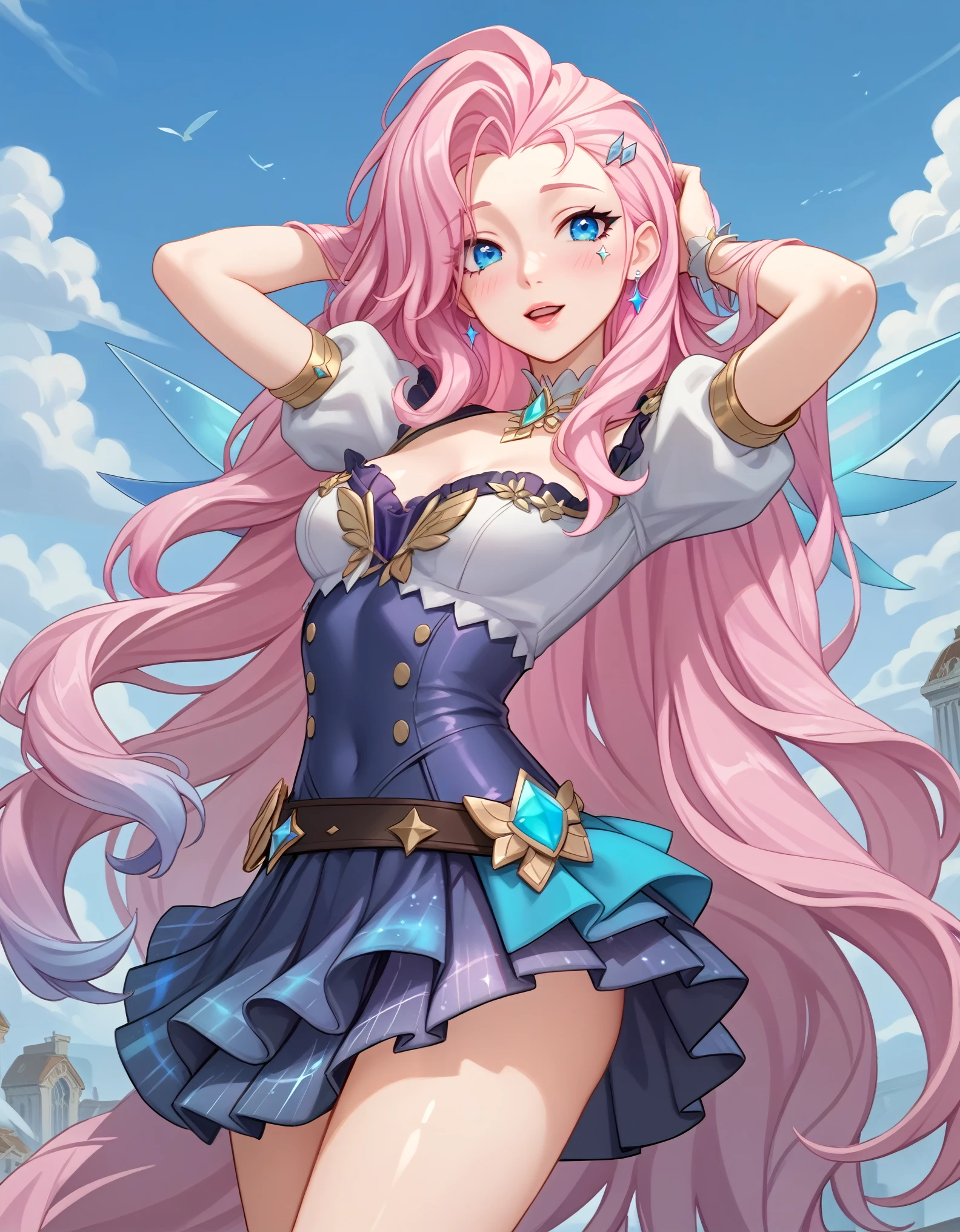 score_9, score_8_up, score_7_up, BREAK source_anime, rating_explicit, best quality, masterpiece, uncensored, 1girl, shiny skin, BREAK, Seraphine, light blue eyes, pink hair, gradient color hair,