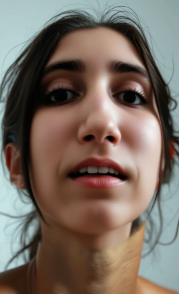 1 Girl,flying debris,,Award-winning photo, Very detailed, Edge Orgasm,Face Focus, (Open your mouth ), 30 years old、Black Hair、Shiny skin,From below、Realistic nostrils、Long and narrow nasal cavity,、Glass-walled office、(Modern interior office)、congestion、Are standing、((suit))、Big Breasts、(Sharp Nose)Frowning performance:1.4, concept,teeth,performance,facial performances,Frowning,Lift your head、very intense orgasm,frown,hyper realistic detail shiny skin,highly detailed ski,pores,real skin,