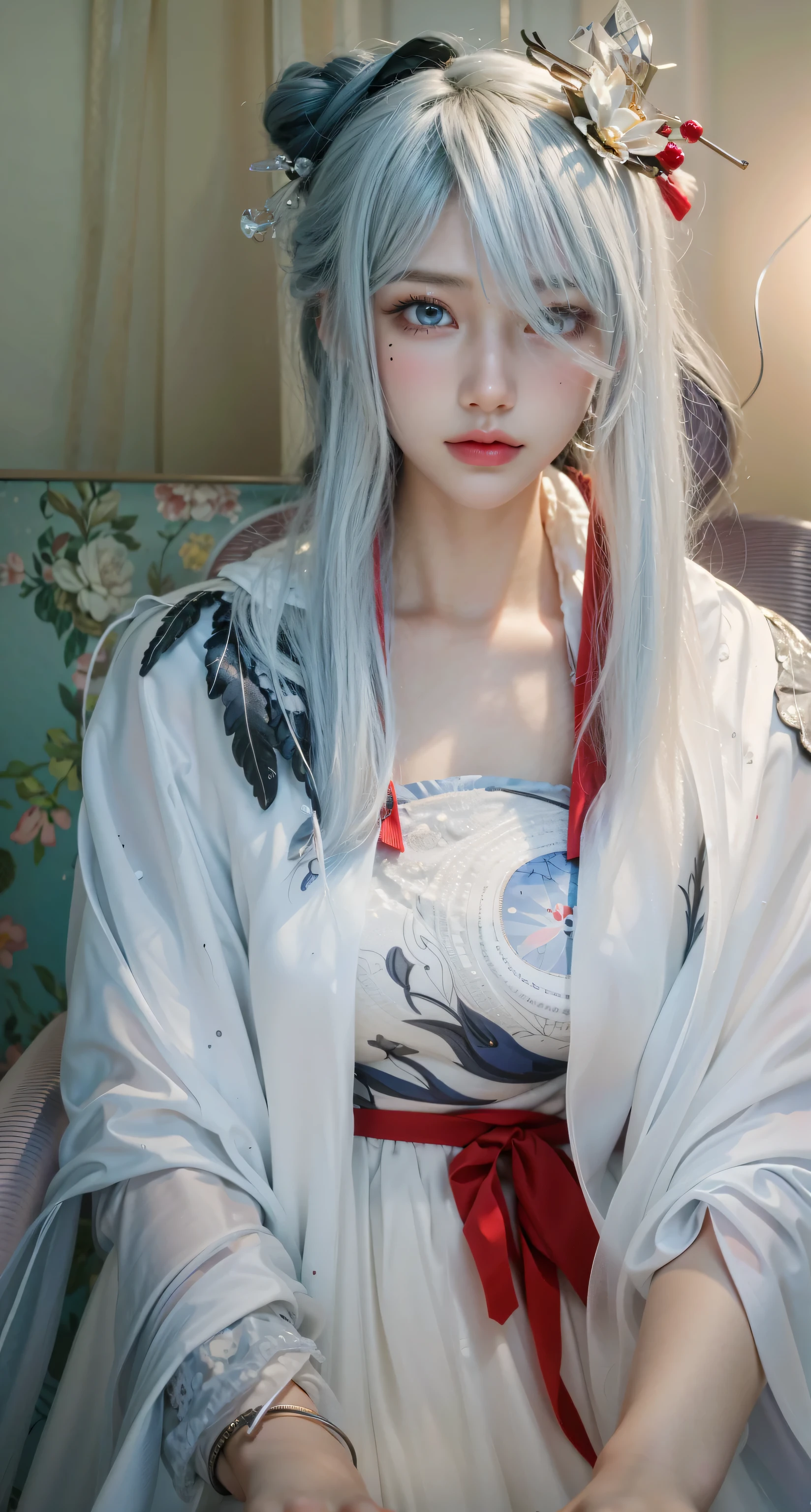 ((4K、masterpiece、top-quality))、Munakata Shiko's printmaking style、Sakyamuni's Ten Great Disciples 、Traditional Chinese Ink Painting、独奏、white hair、blanche、