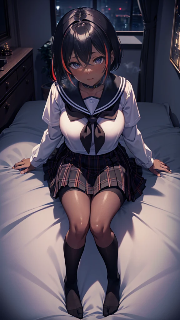 best quality,((((1girl)))),((big breasts:1.5)),((((10歳,loli:1.5)))))),curvy,((orgasm,blush,ahegao,saliva,saliva trail,sleep:1.3)),sweat,blue eyes,((black hair,short hair,twintail,wavy hair,messy hair,volumey hair:1.3)),((white shirt,blue skirt,mini skirt,lift skirt,upskirt,white kneehighs:1.1)),bedroom,bed,sleep,on stomach,from behind,on back,open legs,((vaginal,sex,excessive cum,penis:1.3)),man