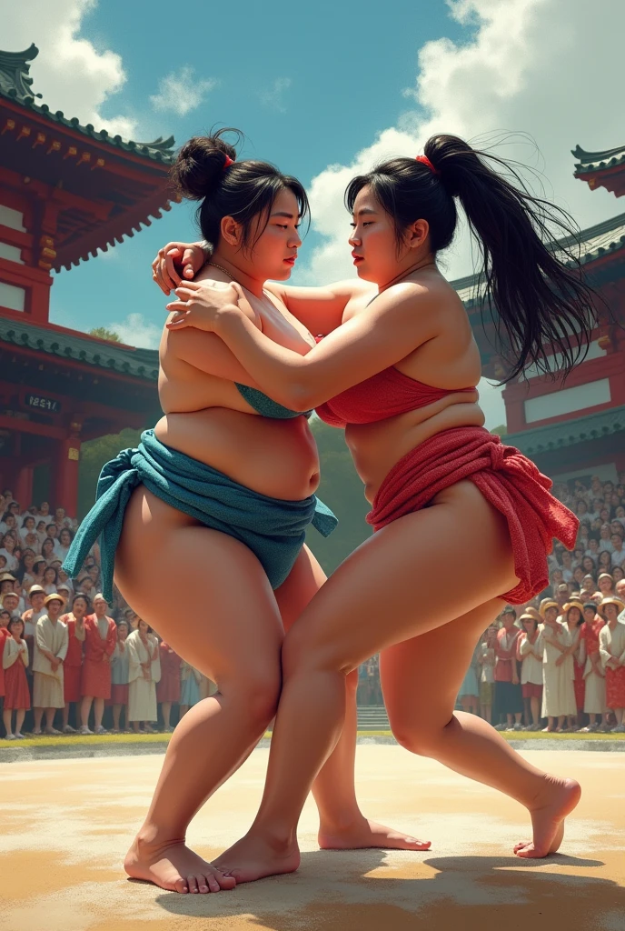 Sumo　female　Two people　Thin　anime