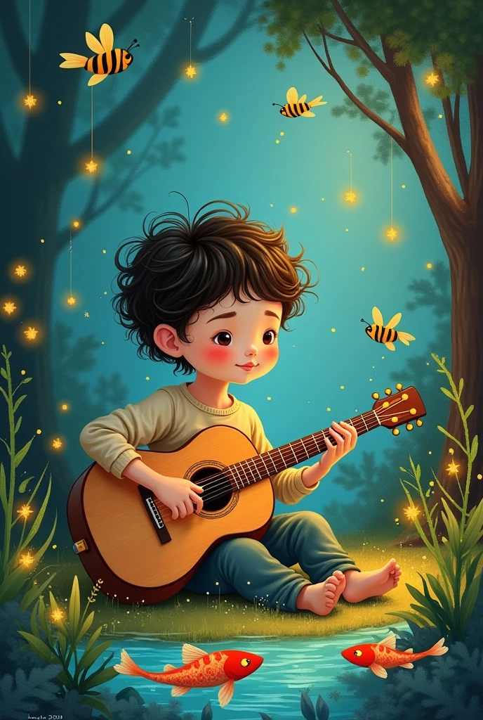 Drawing of a child playing a quijongo