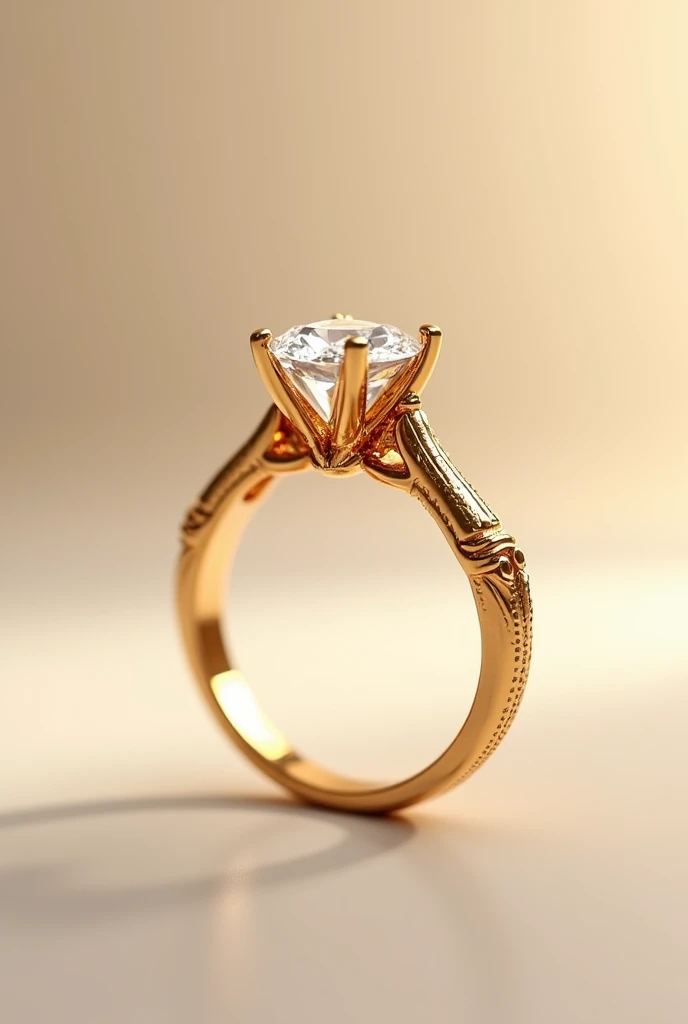 Women's gold engagement ring with details