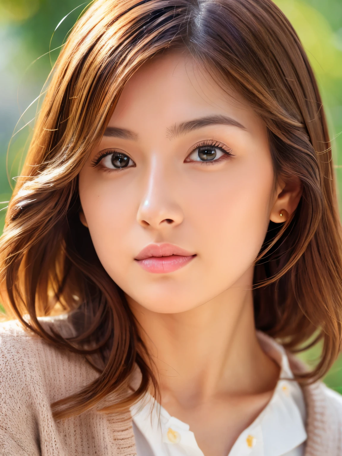 photography of stunning girl, in the city, enjoying, girl, summer, hot girl, (((small bust))), brunette hair, long_hair, looks into the camera, symmetrical face, photorealistic, photography, spectacular lighting,, gorgeous, cleavage, western, (masterpice), best quality, high resolution, extremely detailed, skin with pores, blurred background, depth of field, cinematic lighting
